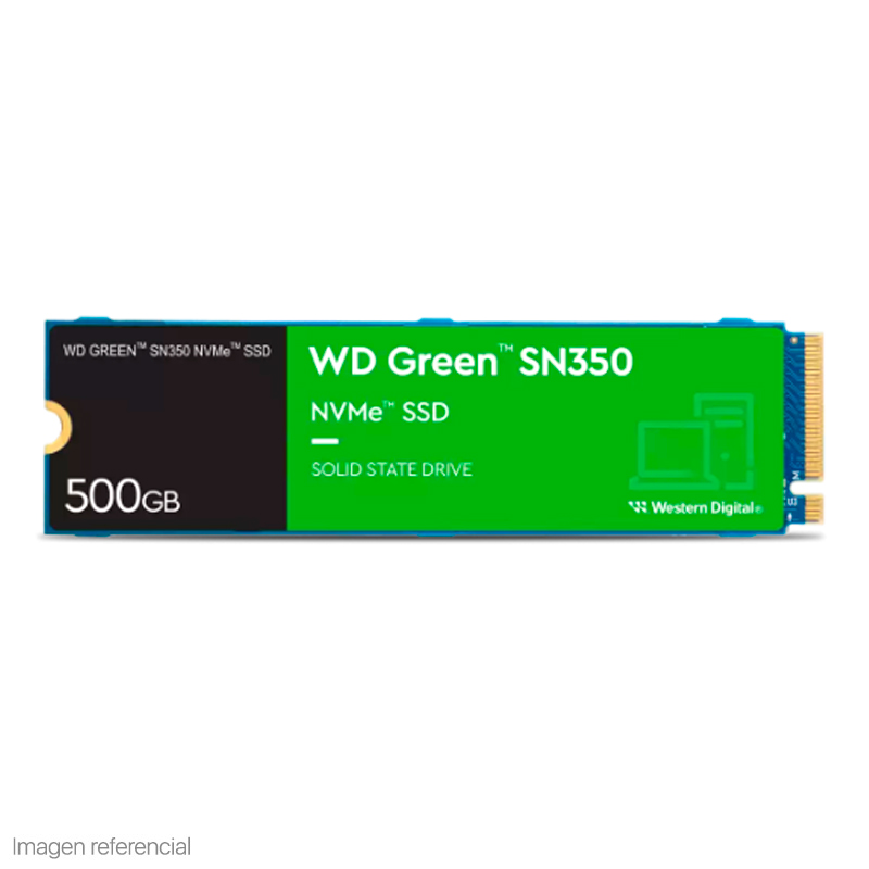 WESTERN DIGITAL UNIDAD DE ESTADO SOLIDO WESTERN DIGITAL GREEN SN350 NVME, 500GB M.2 2280 MODELO: WDS500G2G0C
