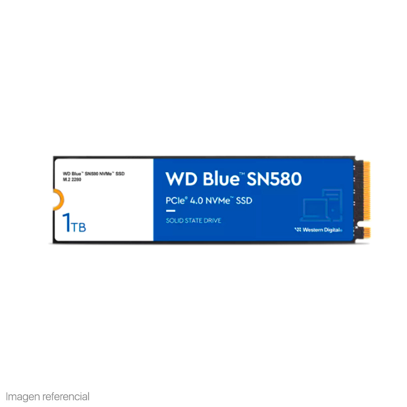 WESTERN DIGITAL UNIDAD DE ESTADO SÓLIDO WESTERN DIGITAL BLUE SN580 1TB M.2 2280, PCIE GEN 4.0 X4 NVME 1.4B MODELO: WDS100T3B0E