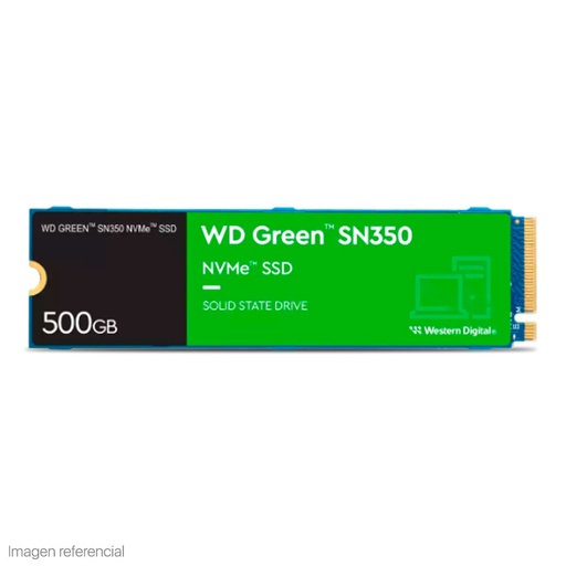 WESTERN DIGITAL UNIDAD DE ESTADO SOLIDO WESTERN DIGITAL GREEN SN350 NVME, 500GB M.2 2280 MODELO: WDS500G2G0C