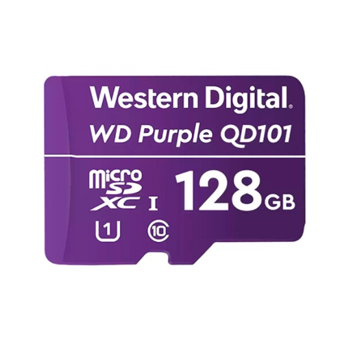 WESTERN DIGITAL MEMORIA FLASH WD PURPLE 128GB SC QD101 MICROSD, IDEAL PARA CÁMARAS DE VIDEOVIGILANCIA MODELO: WDD128G1P0C
